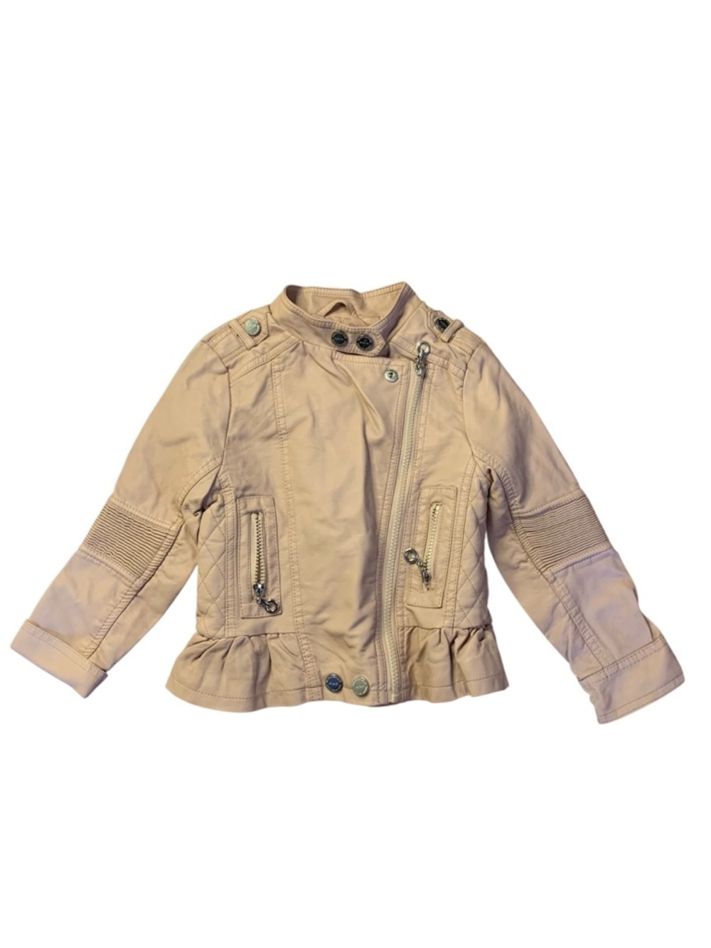 Urban Republic Girls Tan Faux Leather Peplum Moto Jacket - Size 4